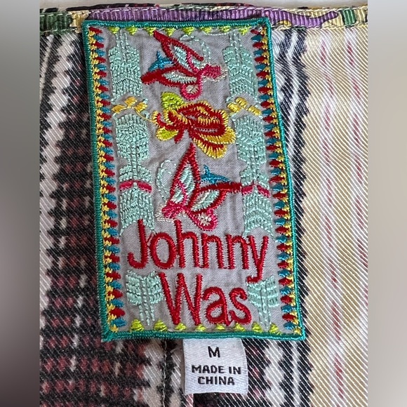 Johnny Was Silk V-Neck Floral and Geometric Tunic Top - Picture 13 of 13